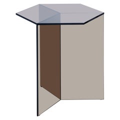 Isom Tall Bronze Side Table in Tempered Glass