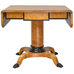 Antique Swedish Karl Johan Biedermeier Writing or Sofa Table in Birch, ca. 1820