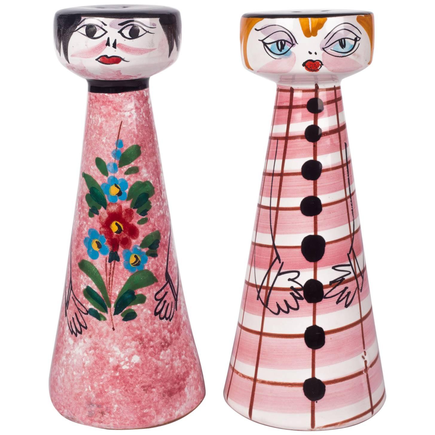 Salt and Pepper Shakers Made in Italy for Raymor, Comical Couple, 1960s