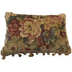 French Antique Aubusson Tapestry Fabric Pillow