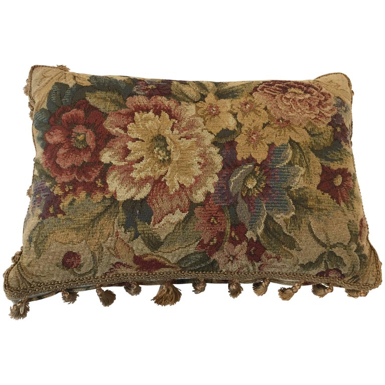 French Antique Aubusson Tapestry Fabric Pillow at 1stDibs