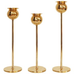 Set of Three Pieces, Tulip Candlesticks by Pierre Forssell / Skultuna Sweden