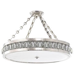 Large Tambour Pendant Light with Chain by David Duncan, Polished Nickel, New