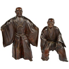 Pair of Japanese Bronze Meiji Period Figures 9