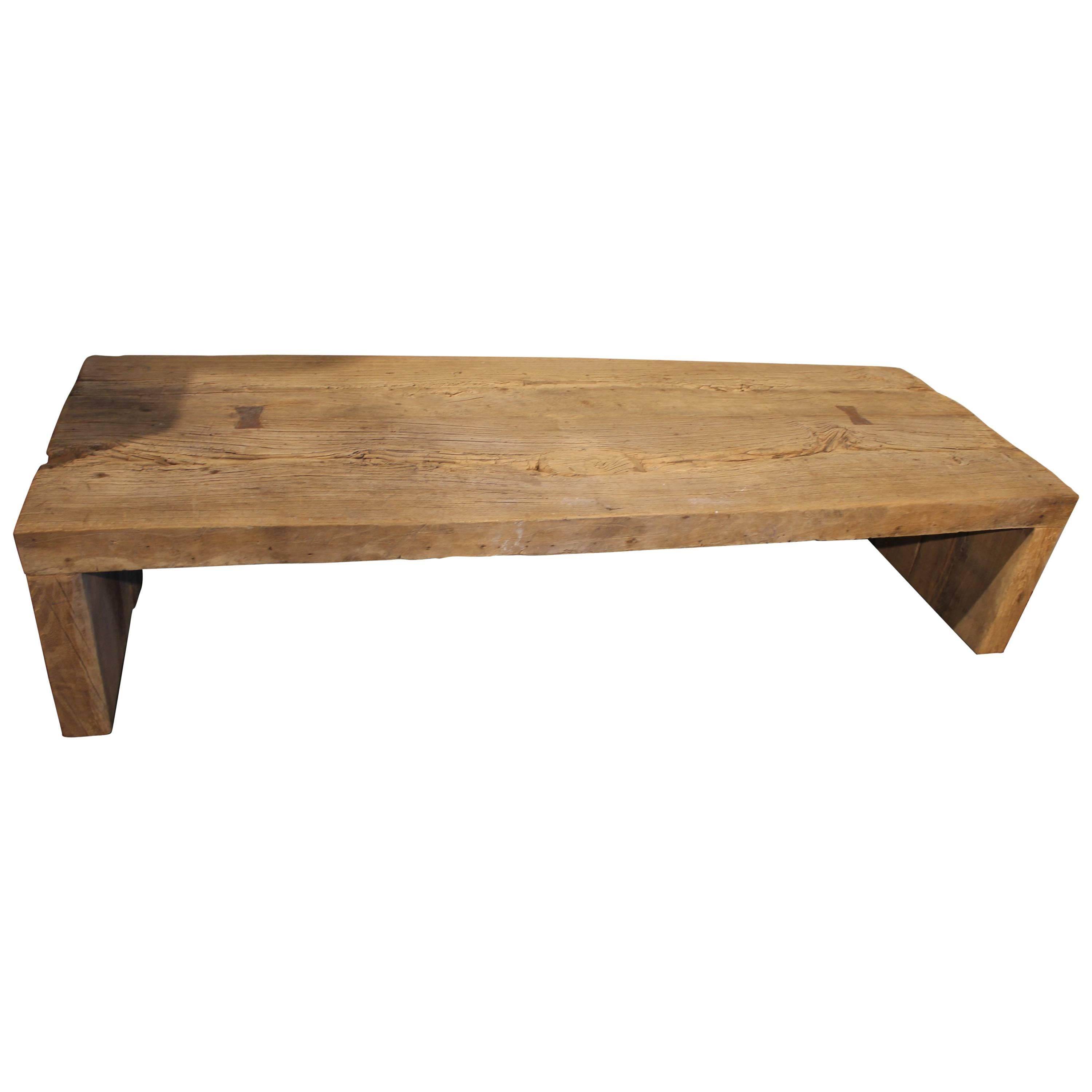Coffee Table in the Wabi Sabi Aesthetic, Made from Reclaimed Elm