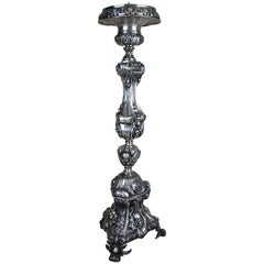 Tall Silvered Brass Candleholder, Austria, circa 1850