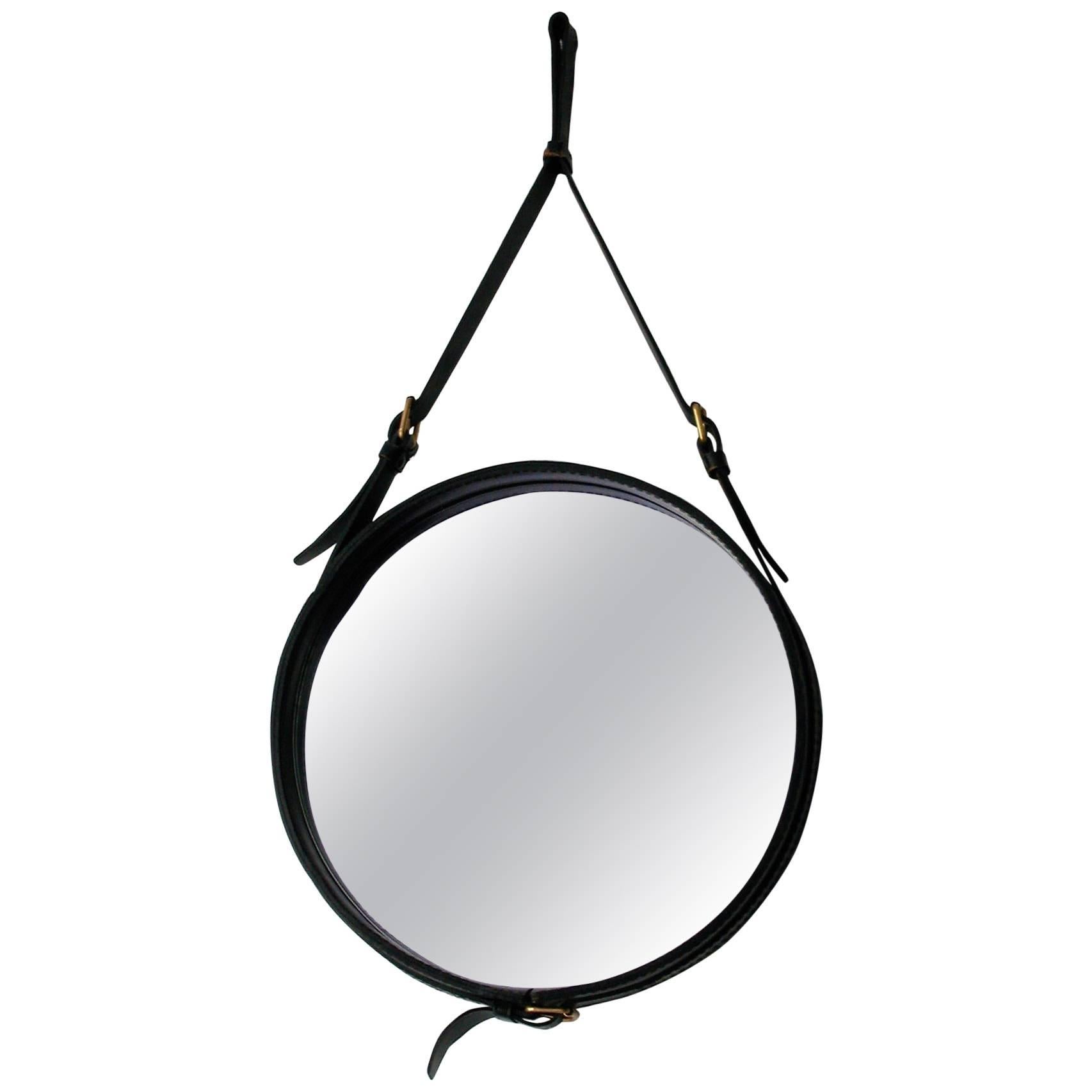 Original Mid-Century Mirror by Jacques Adnet, 1950 For Sale