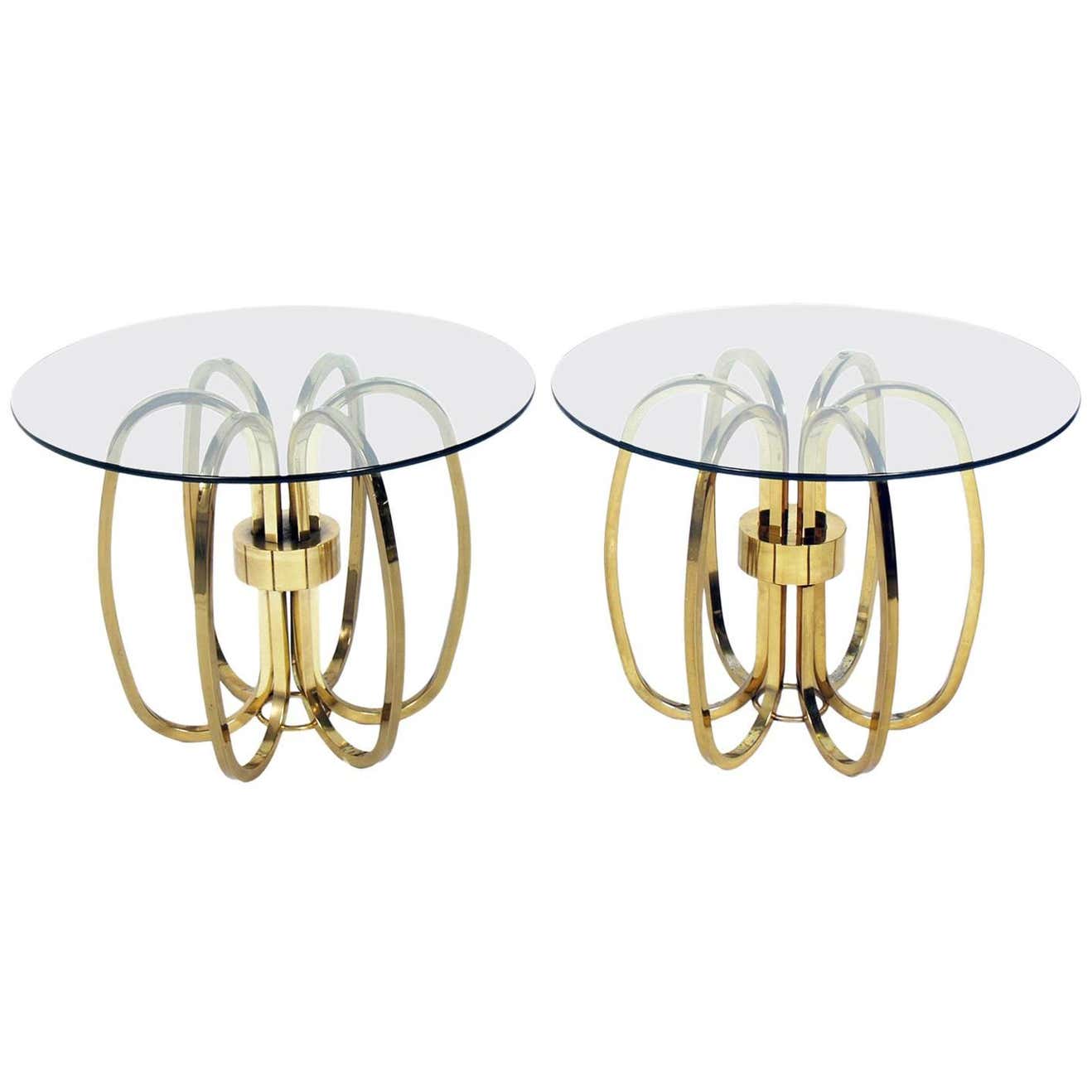 Pair of Sculptural Brass Loop Tables For Sale at 1stDibs