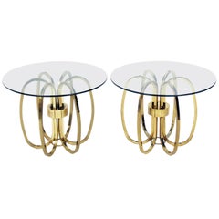 Pair of Sculptural Brass Loop Tables