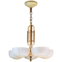 Five Shade Art Deco Chandelier, circa 1940