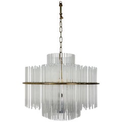 Vintage Glass Rod Chandelier from the 1970s by Gaetano Sciolari