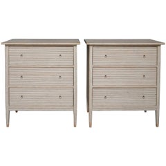 Pair of Swedish Chests of Drawers with Fluted Drawers