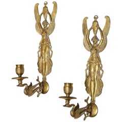 Pair of Empire Style Single Light Sconces 7