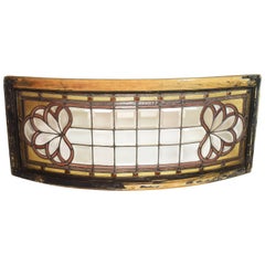 Antique Curved Victorian Window with Bevelled Squares and Jewels