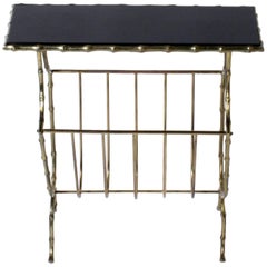 Bagues Magazine Rack with Glass Table Top, circa 1940