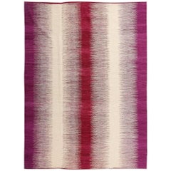 Modern Kilim in Fuchsia and Cranberry