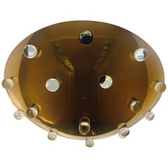 Large 1960s French Golden Globe Flush Mid Century Pendant 7