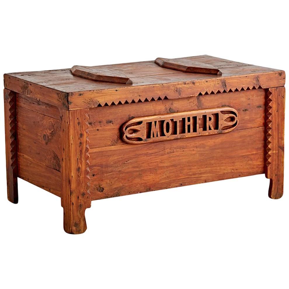 Exemplary Tramp Art Trunk for Mother, circa 1930s For Sale