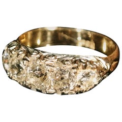 Victorian Diamond Ring with Five Large Lively Diamonds - Size L