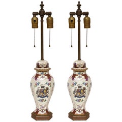 Pair of Samson et Cie Armorial Vases Mounted as Lamps 10