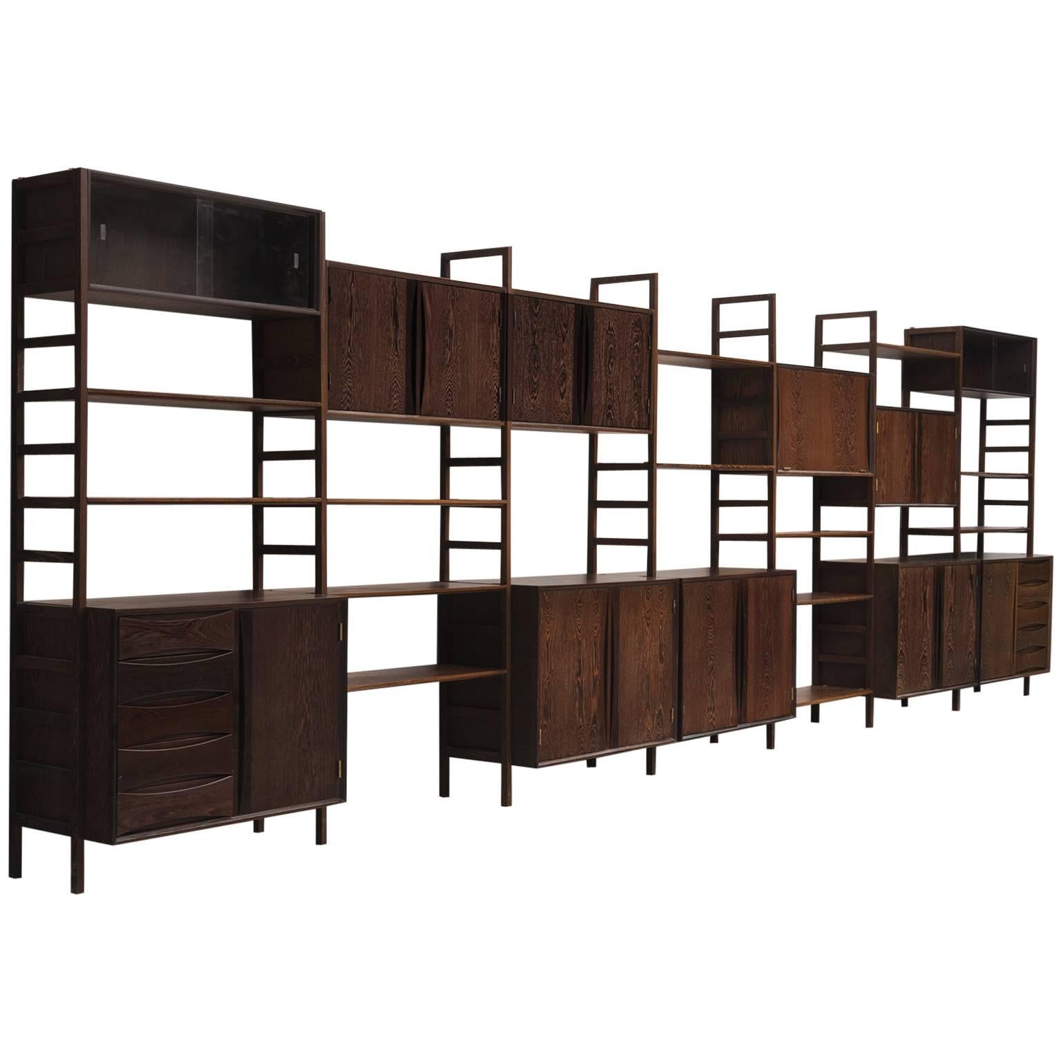 Large Luxurious Custom-Made Belgian Wall Unit in Wenge, 1960s