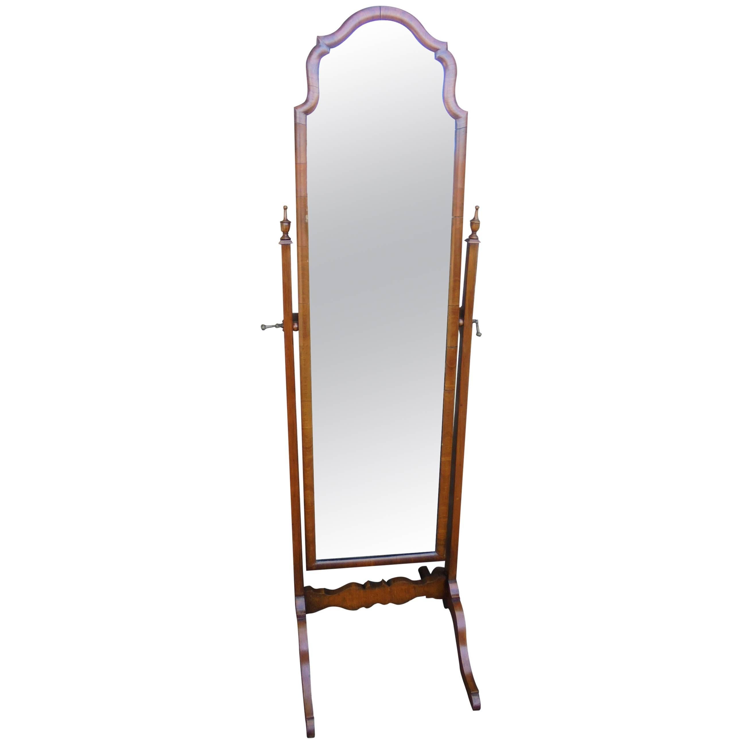 Antique Walnut Cheval Dressing Mirror For Sale