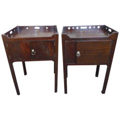 Matched Pair of Geo III Mahogany Tray Top Bedside Tables