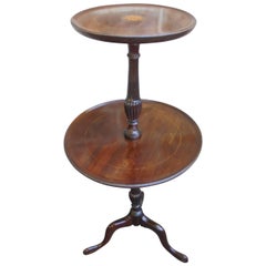 Antique Edwardian Inlaid Mahogany Two-Tier Wine Table