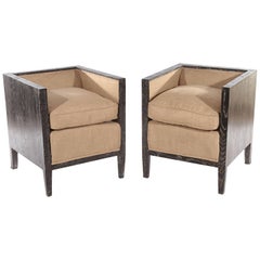 Pair of Sculptural Cerused Oak Chairs in the Manner of Jean-Michel Frank 5