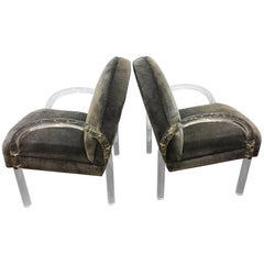 Exceptional Pair of Pace Lucite Lounge Chairs