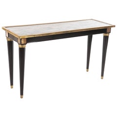 Louis XVI Style Ebonized Console with Brass Framed Marble Top