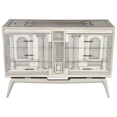 Architectural Hand-Painted Commode in the Fornasetti Manner