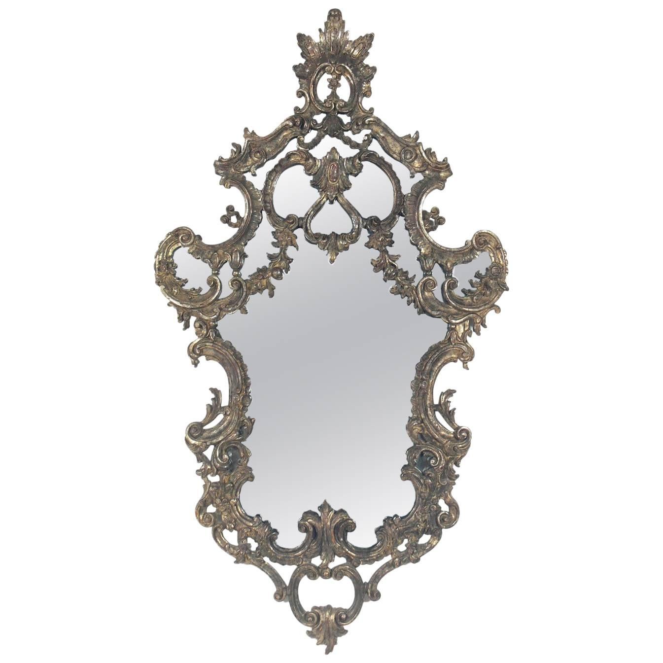 Ornate Italian Silver Leaf Mirror
