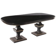 Whimsical Ebonized Dining Table with Glass Top on Urn-Shaped Pedestal Base 10