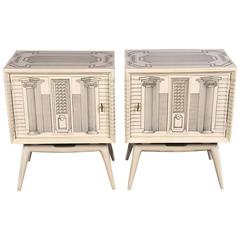 A Pair of Architectural End Tables in the manner Of Fornasetti
