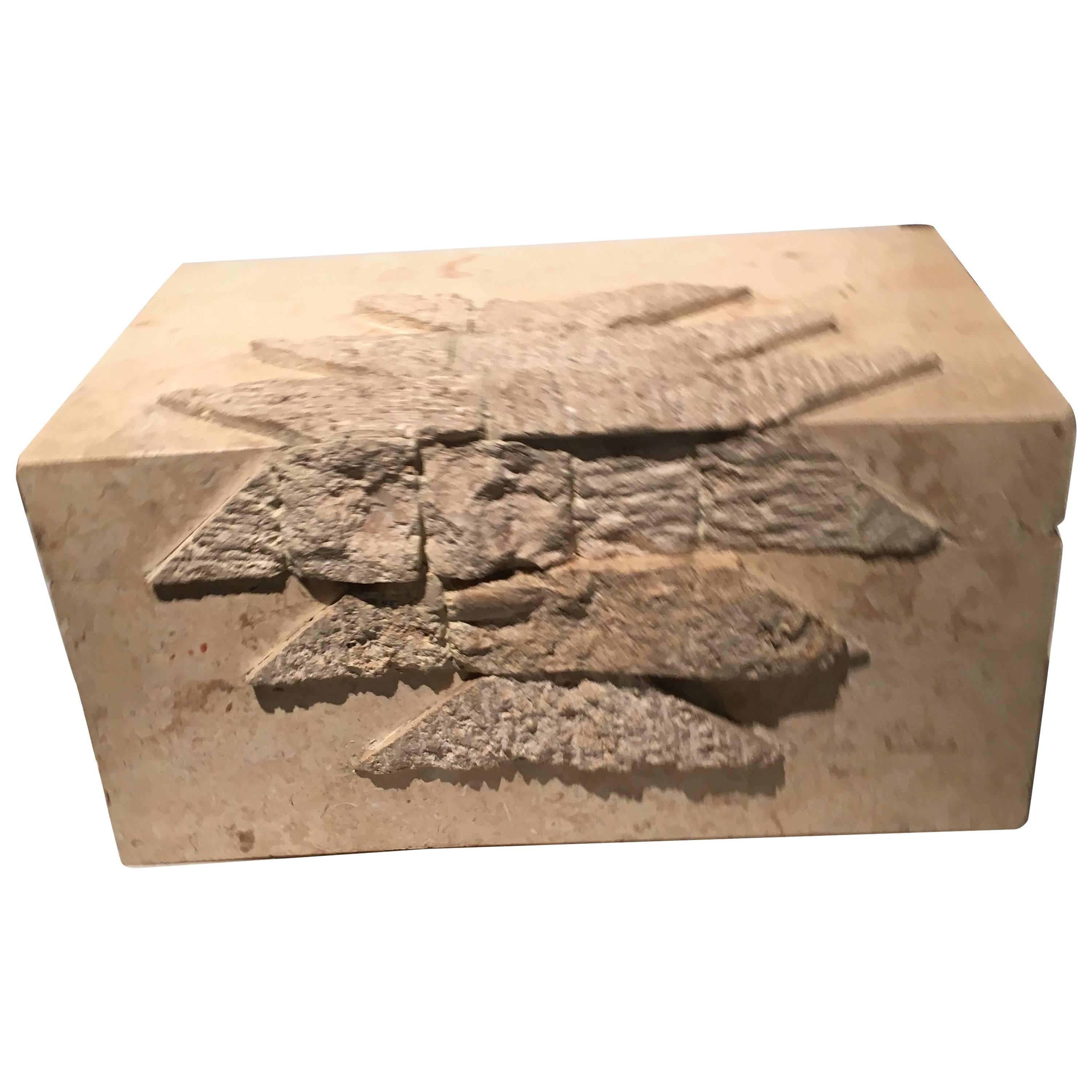 Mid-Century Stone Box with Sculptural Detailing in the Manner of Maitland Smith