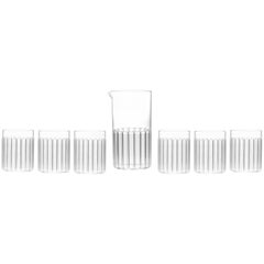 fferrone Contemporary Czech Minimal Carafe Pitcher with Six Tumbler Glasses Set