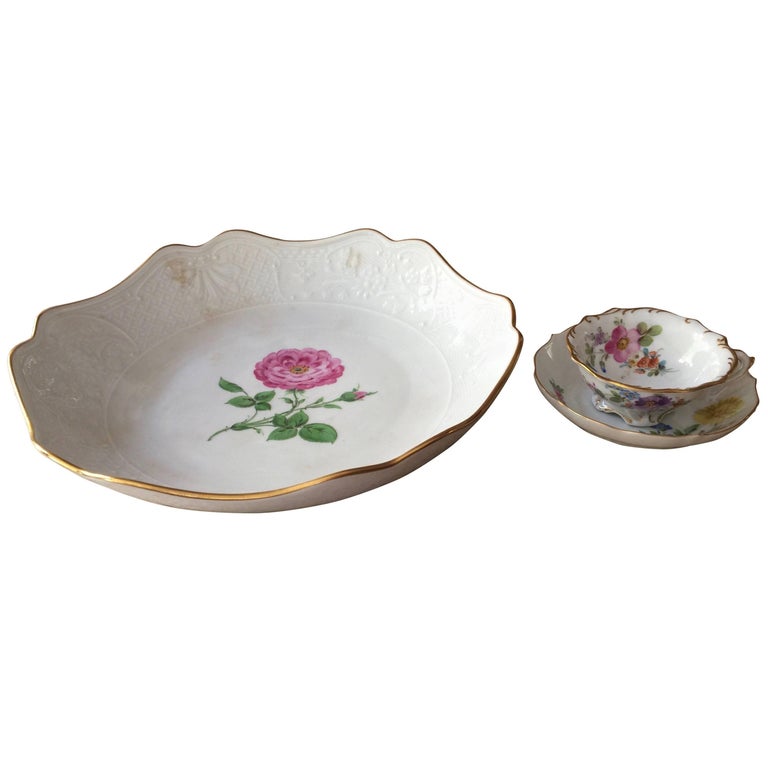 Late 19th Century Meissen Cake Plate Cup and Saucer For Sale