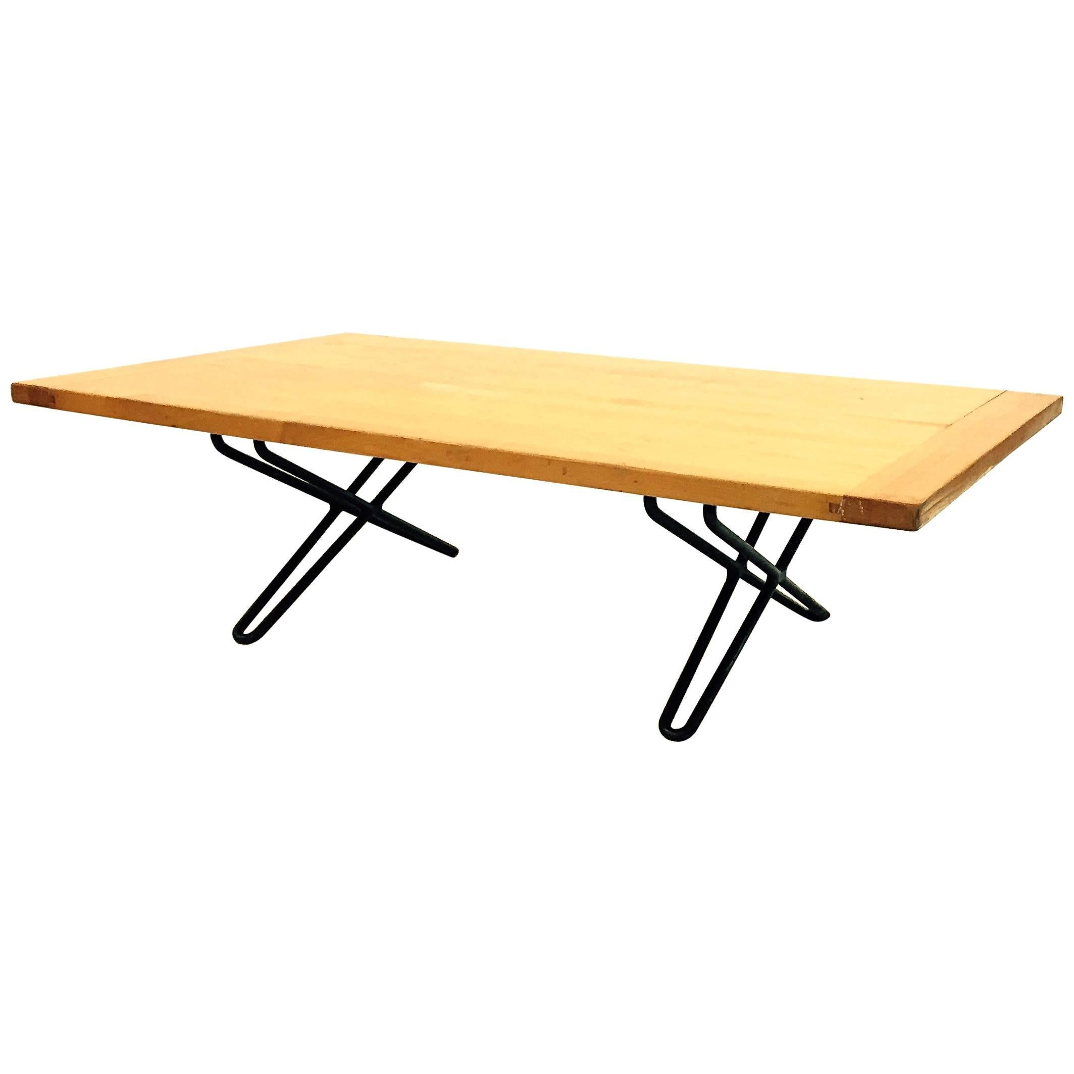 Henry Robert Kann Coffee Table with Sculptural Iron Hairpin Legs, 1950s For Sale