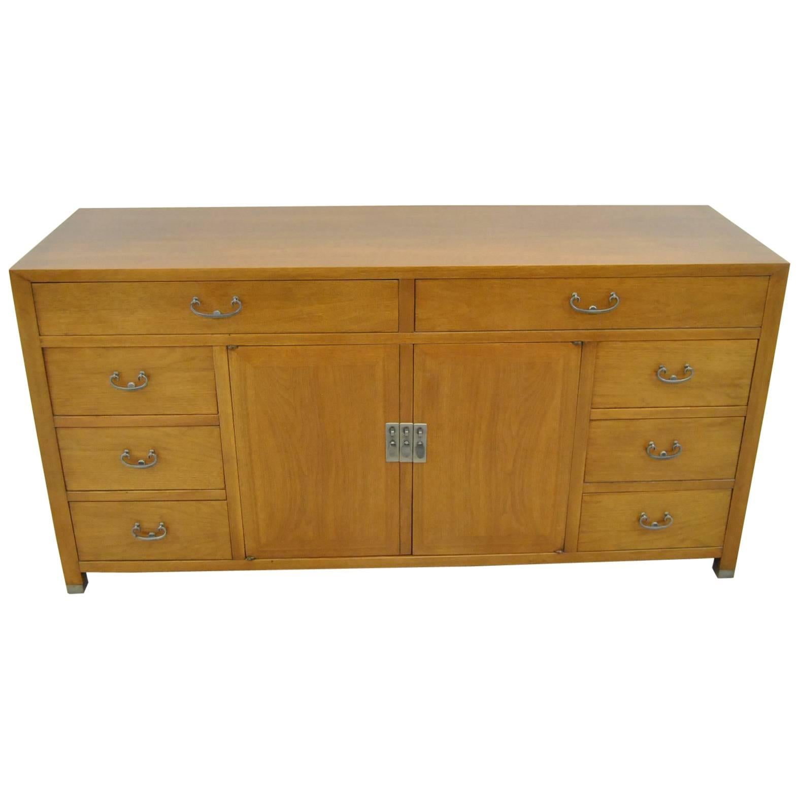Mid-Century Walnut Asian Influence Credenza by American of Martinsville