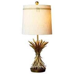 Vintage Sheaf of Wheat Gilt Metal Table Lamp by Mabro, Lamp 2