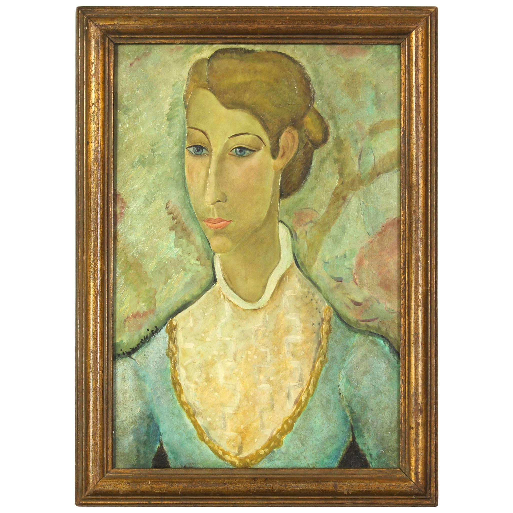 Early 20th Century Expressionistic Portrait For Sale