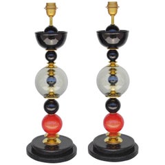 Pair of Italian Vintage Murano Glass Table Lamps 12