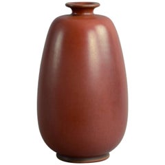 Unique Stoneware Vase with Red-Brown Glaze by Erich and Ingrid Triller for Tobo