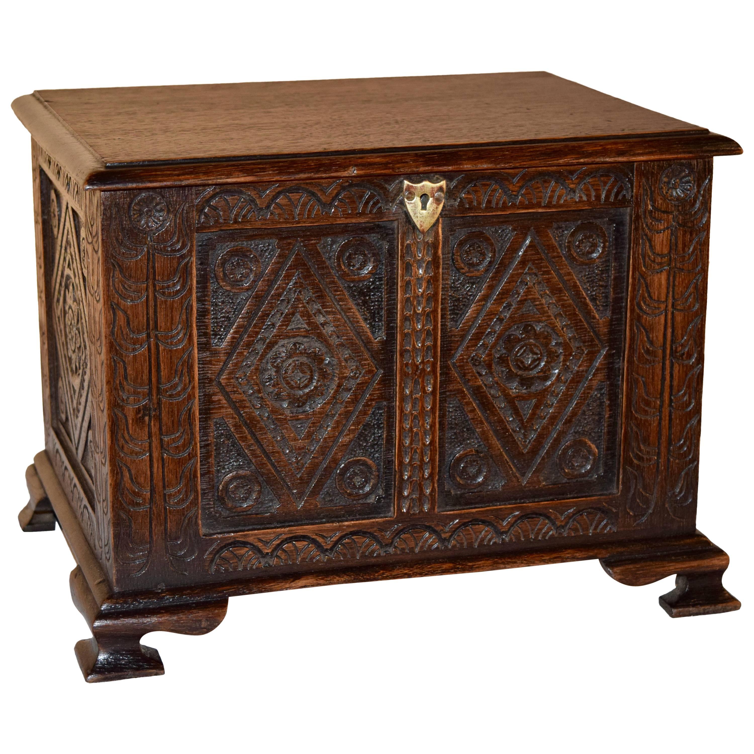19th Century Carved Miniature Blanket Chest