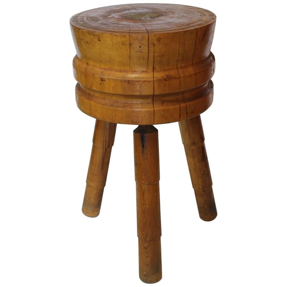 Antique Butcher Round Block Table For Sale