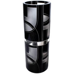 Highly Geometric Art Deco Czech Glass Vase by Karl Palda