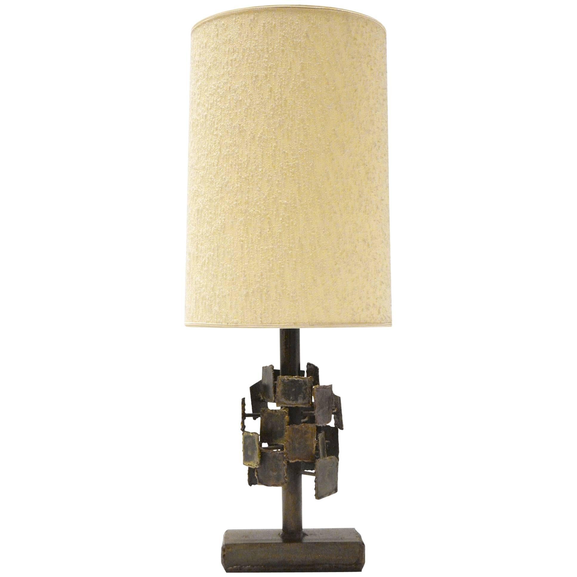 Brutalist Torch Cut Steel Table Lamp