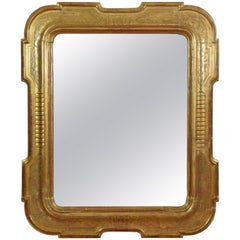 Shaped, Carved and Stencil Giltwood Mirror from Ferrara, Italy, Mid-19th Century 1