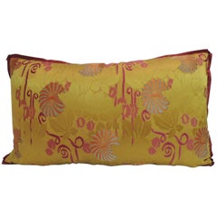 19th Century Yellow Japanese Bolster Decorative Pillow with Red Flat Trim